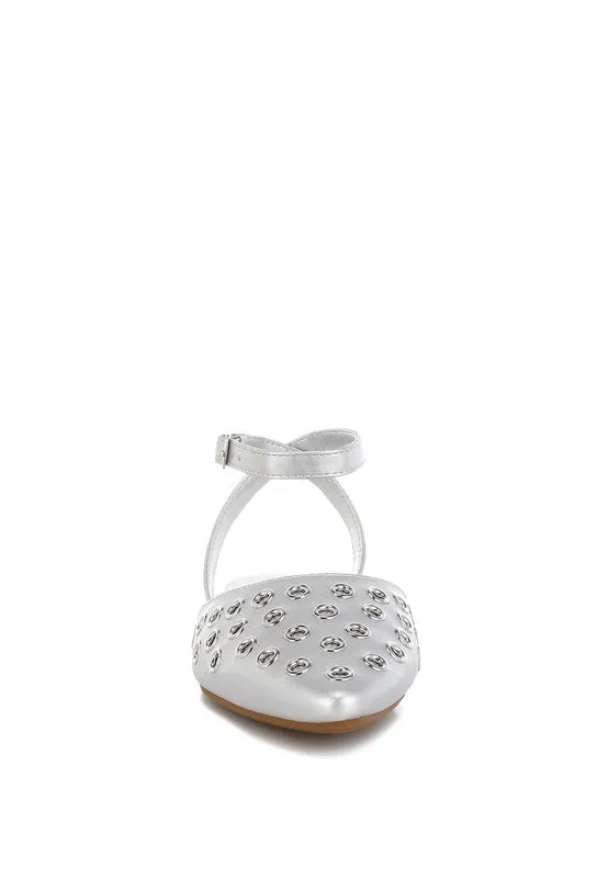 Chalcis Metallic Eyelet Detail Flat Sandals
