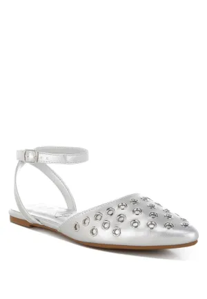 Chalcis Metallic Eyelet Detail Flat Sandals
