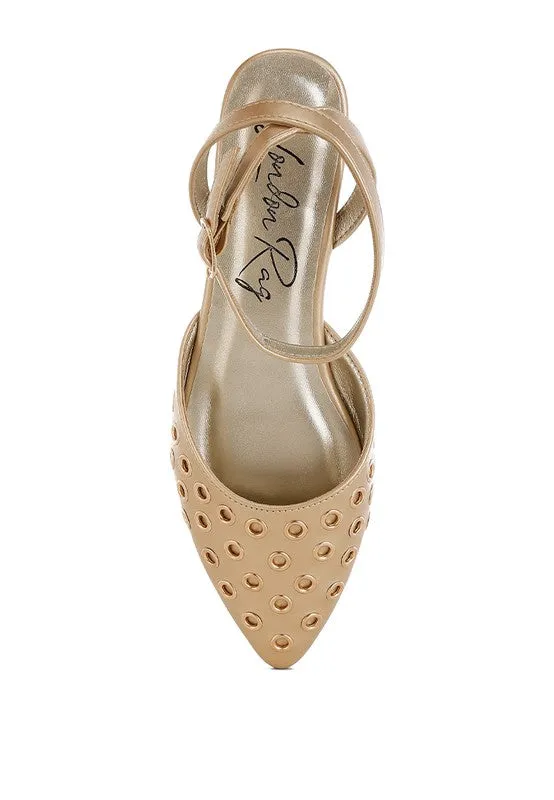 Chalcis Metallic Eyelet Detail Flat Sandals