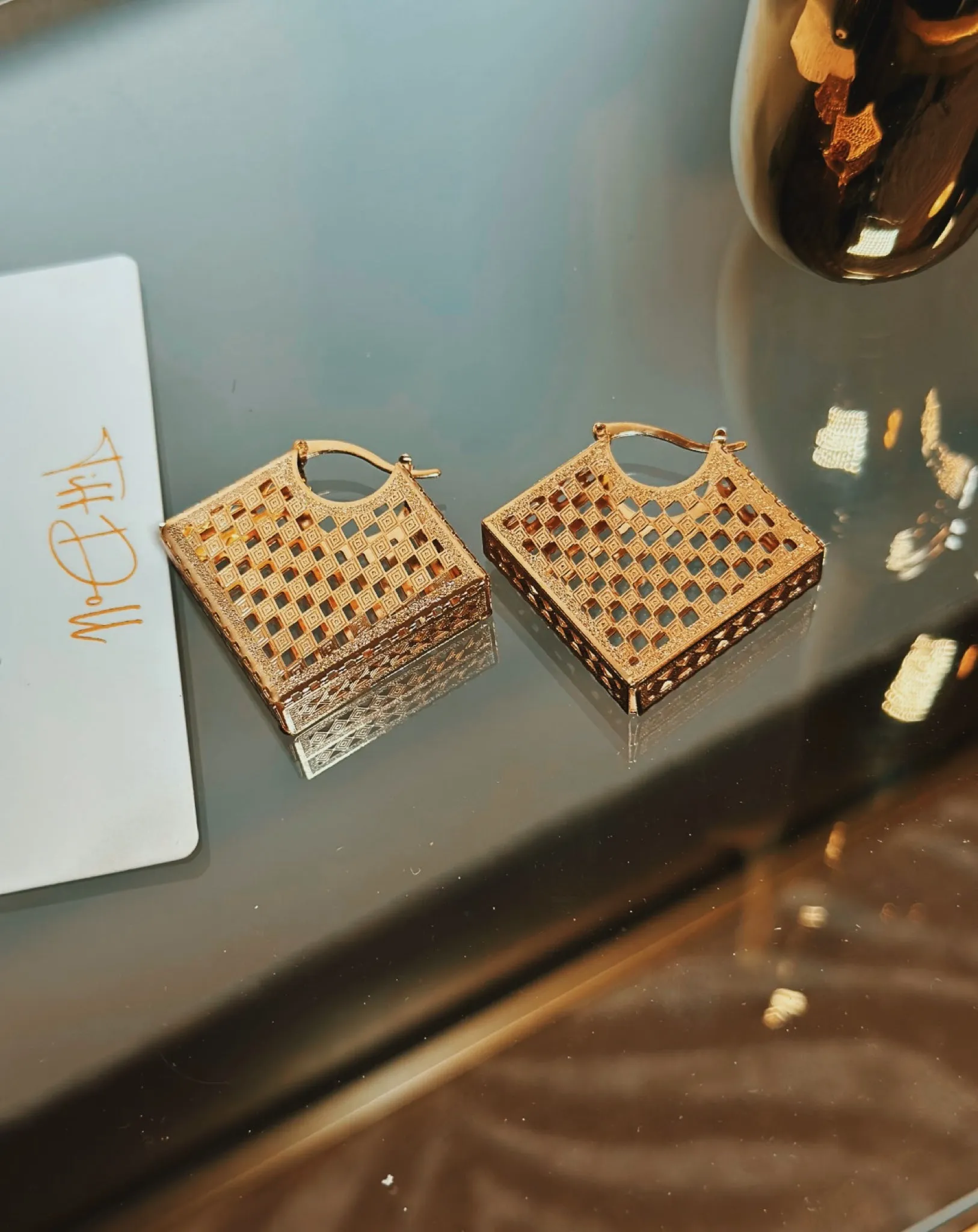 Check Please Gold Earrings