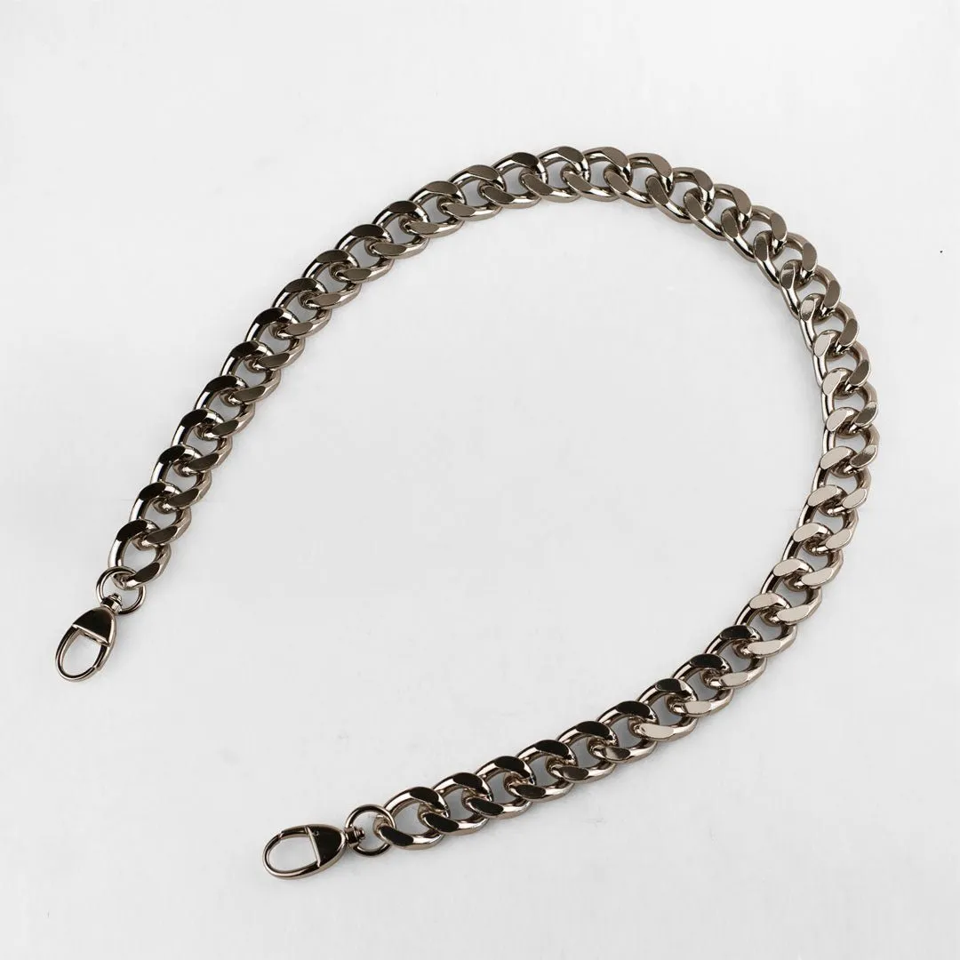 Chunky Curb and Nickel Finish Chain Strap