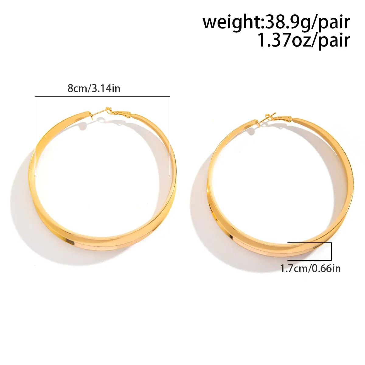 Chunky Gold Silver Plated Fluted Glossy Hoop Earrings