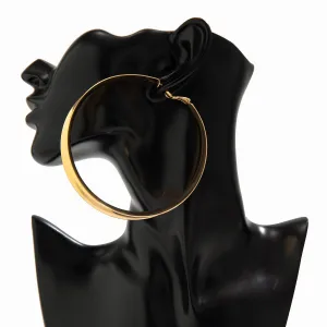 Chunky Gold Silver Plated Fluted Glossy Hoop Earrings