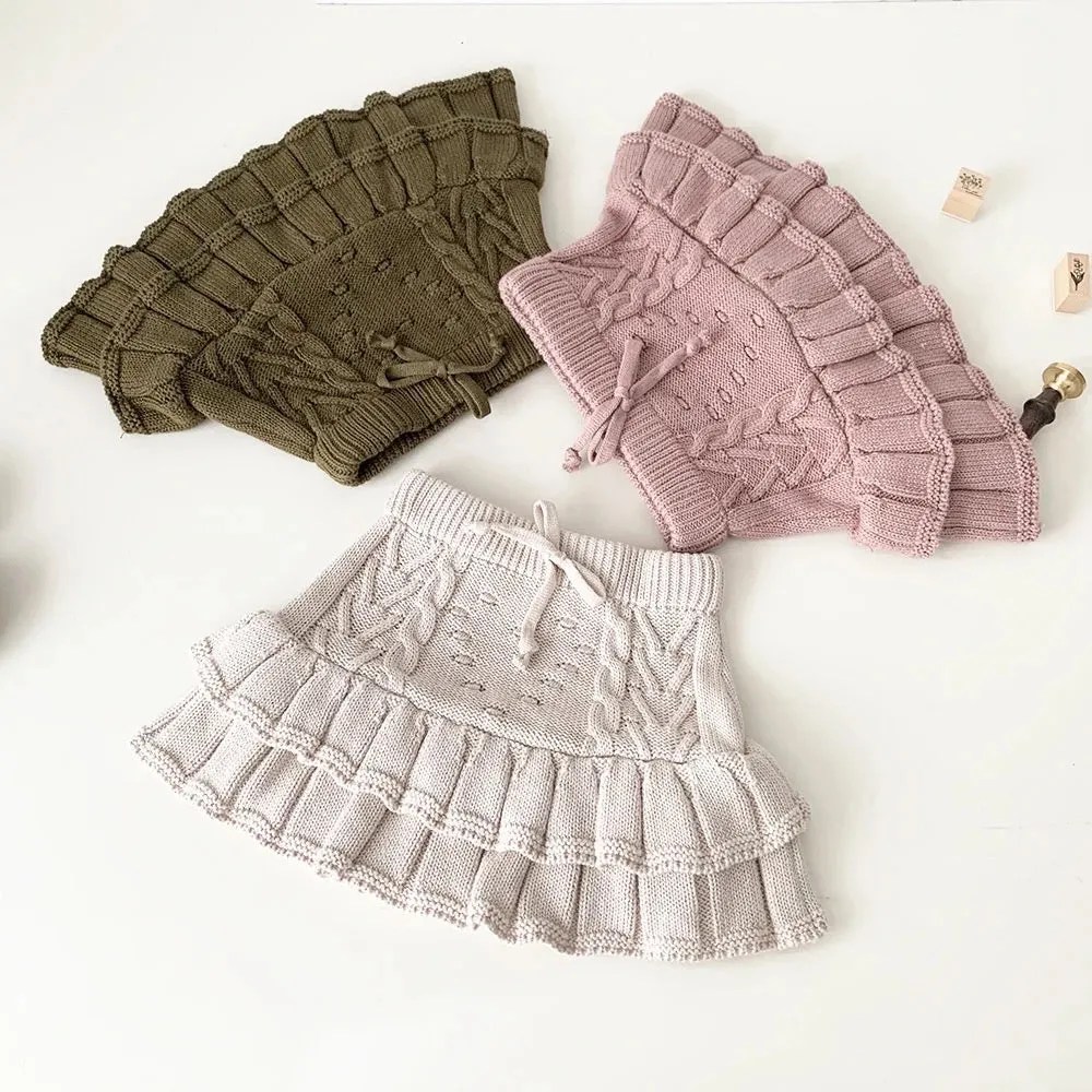 Chunky Knit Ruffled Skirt - Blush