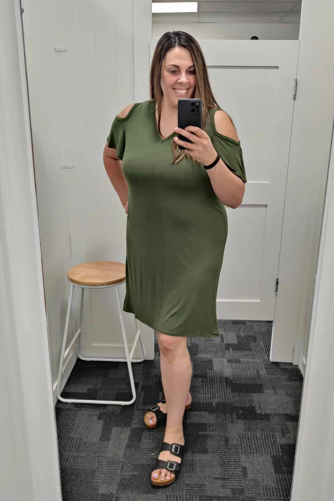 Cold Shoulder Kinsley Dress - Olive