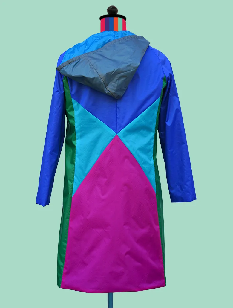 Color-Blocked Raincoat In Blues