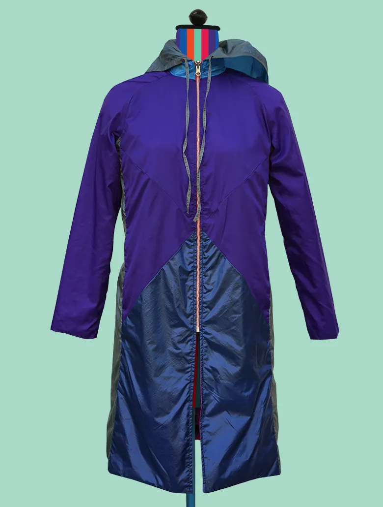 Color-Blocked Raincoat In Blues