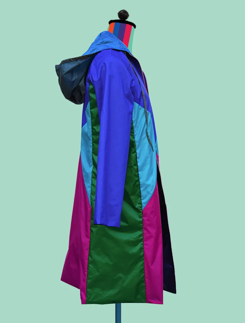 Color-Blocked Raincoat In Blues