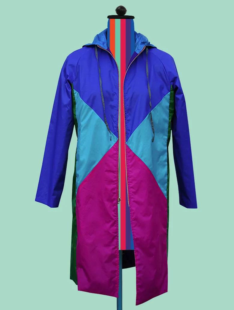 Color-Blocked Raincoat In Blues