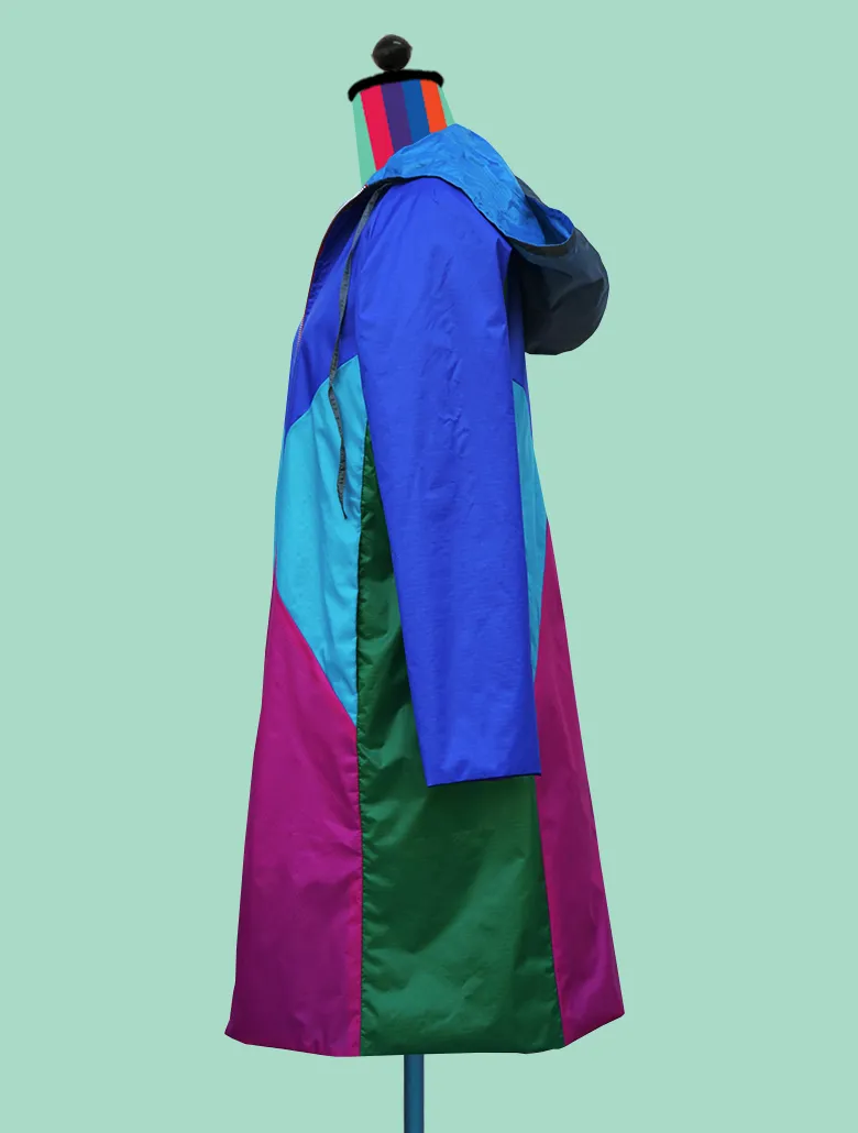 Color-Blocked Raincoat In Blues