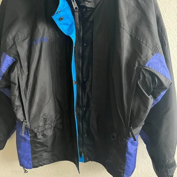 Columbia Women's Liberty Ridge Black and Blue Winter Ski Jacket Coat Size S
