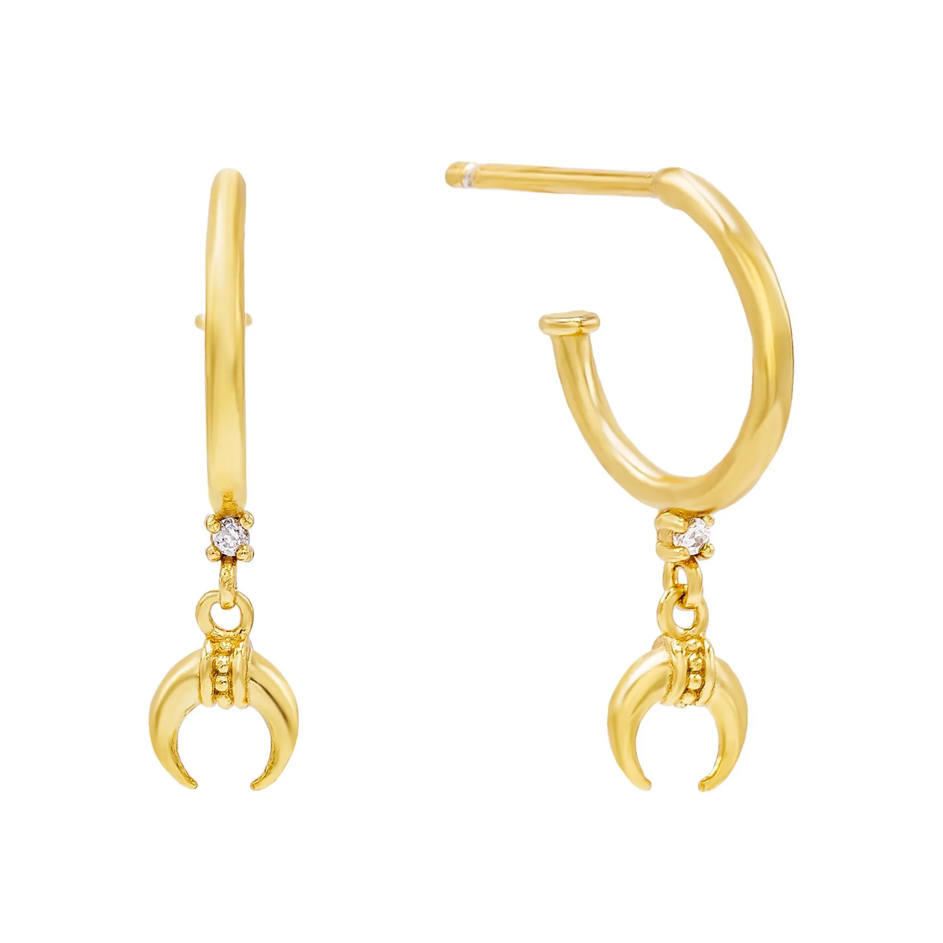 Cowhorn Hoop Stud Earring