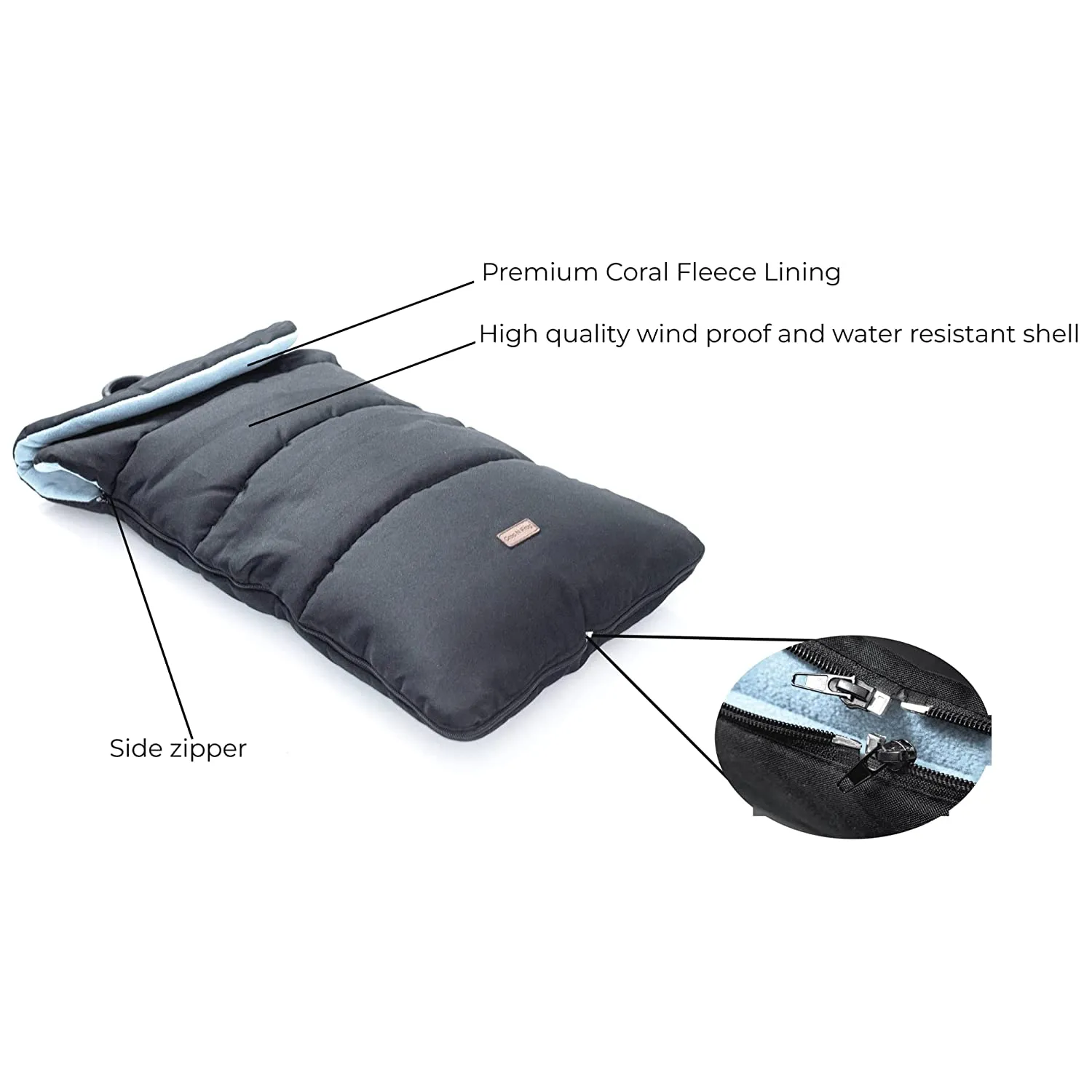 CrocnFrog Baby Stroller Bunting Blanket | Toddler Universal Footmuff Sleeping Bag with Adjustable Side Zips | Blue