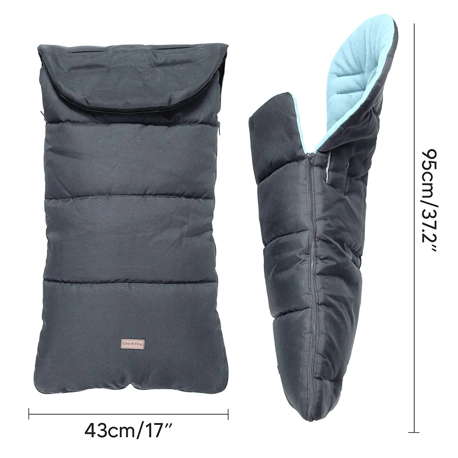 CrocnFrog Baby Stroller Bunting Blanket | Toddler Universal Footmuff Sleeping Bag with Adjustable Side Zips | Blue