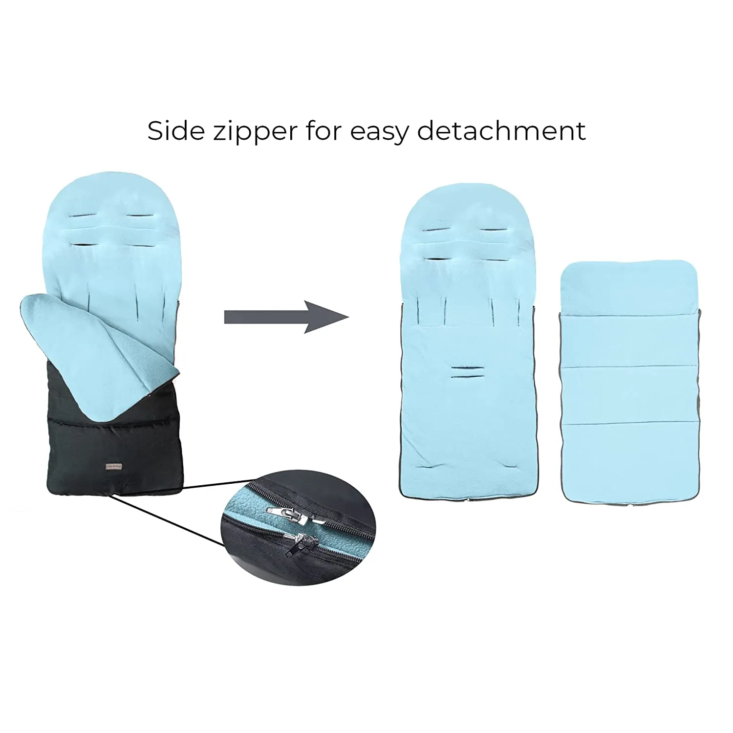 CrocnFrog Baby Stroller Bunting Blanket | Toddler Universal Footmuff Sleeping Bag with Adjustable Side Zips | Blue