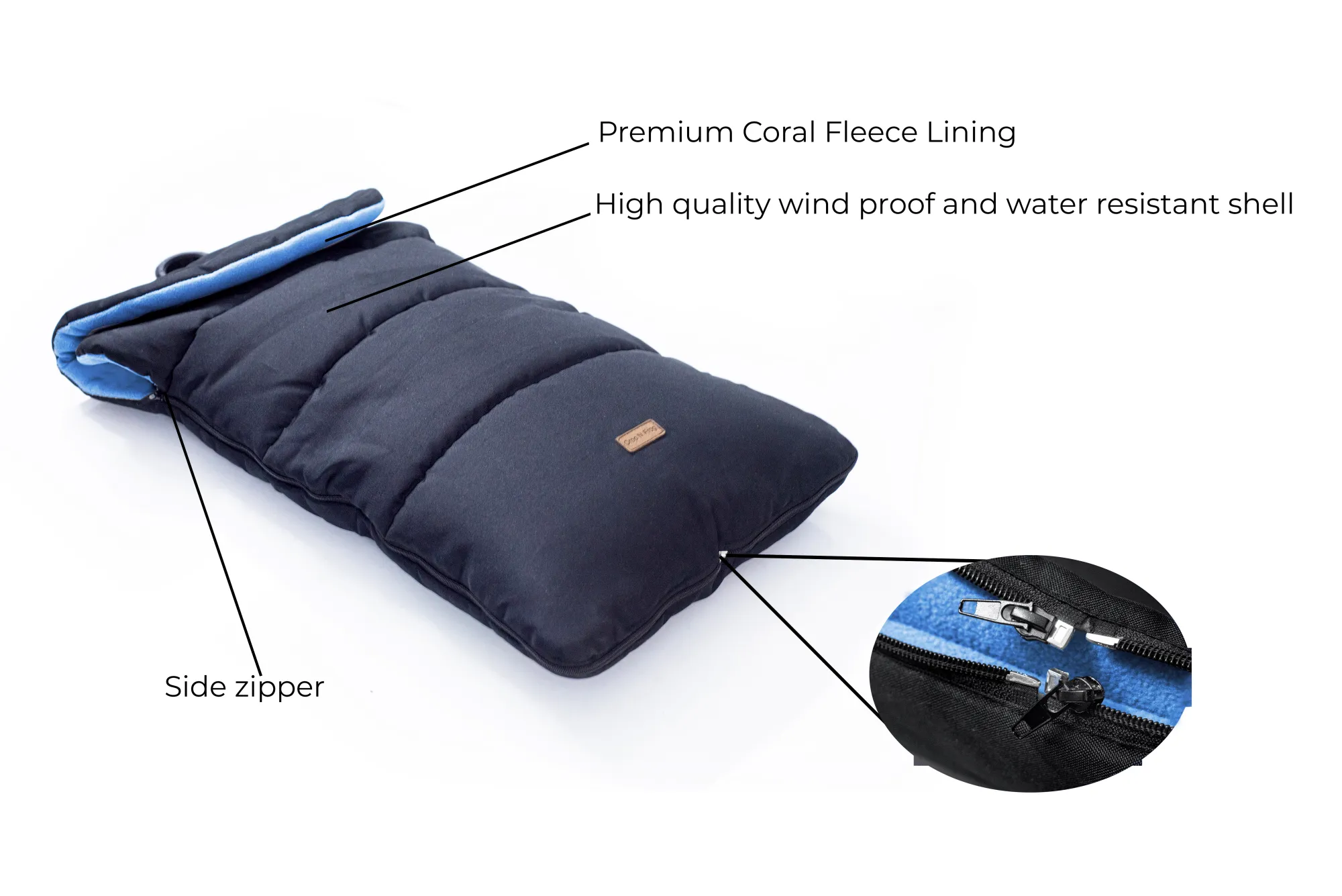 CrocnFrog Baby Stroller Bunting Blanket | Toddler Universal Footmuff Sleeping Bag with Adjustable Side Zips | Dark Blue