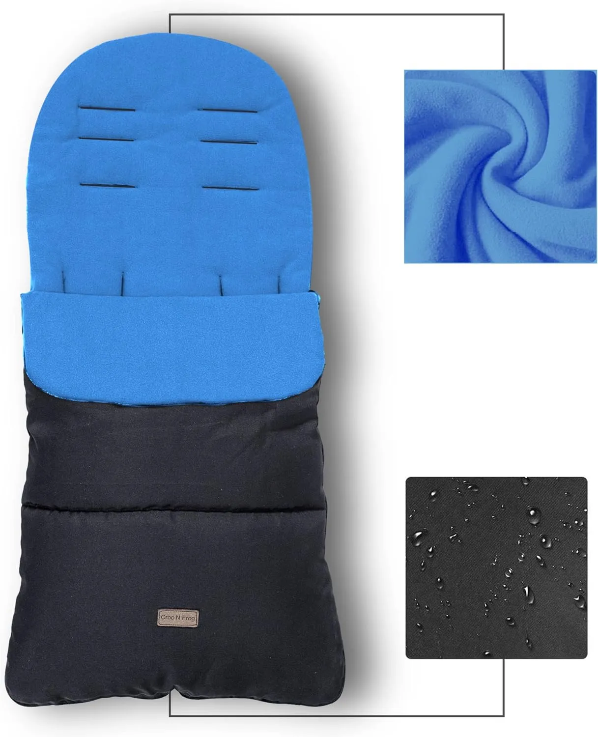 CrocnFrog Baby Stroller Bunting Blanket | Toddler Universal Footmuff Sleeping Bag with Adjustable Side Zips | Dark Blue