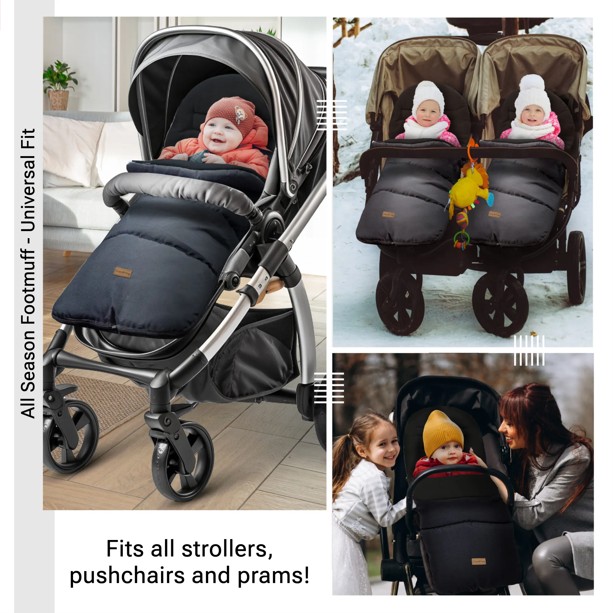CrocnFrog Baby Stroller Bunting Blanket | Toddler Universal Footmuff Sleeping Bag with Adjustable Side Zips | Pink