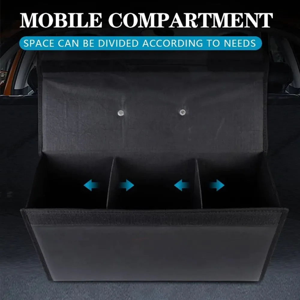 Custom Logo Foldable Trunk Storage Luggage Organizer Box, SUV Trunk Organizer Van Cargo Carrier Caddy for Shopping, Camping Picnic, Home Garage
