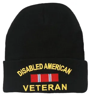 Disabled American Veteran Winter Beanie Ski Hat Knit Cuffed Military Skull Cap