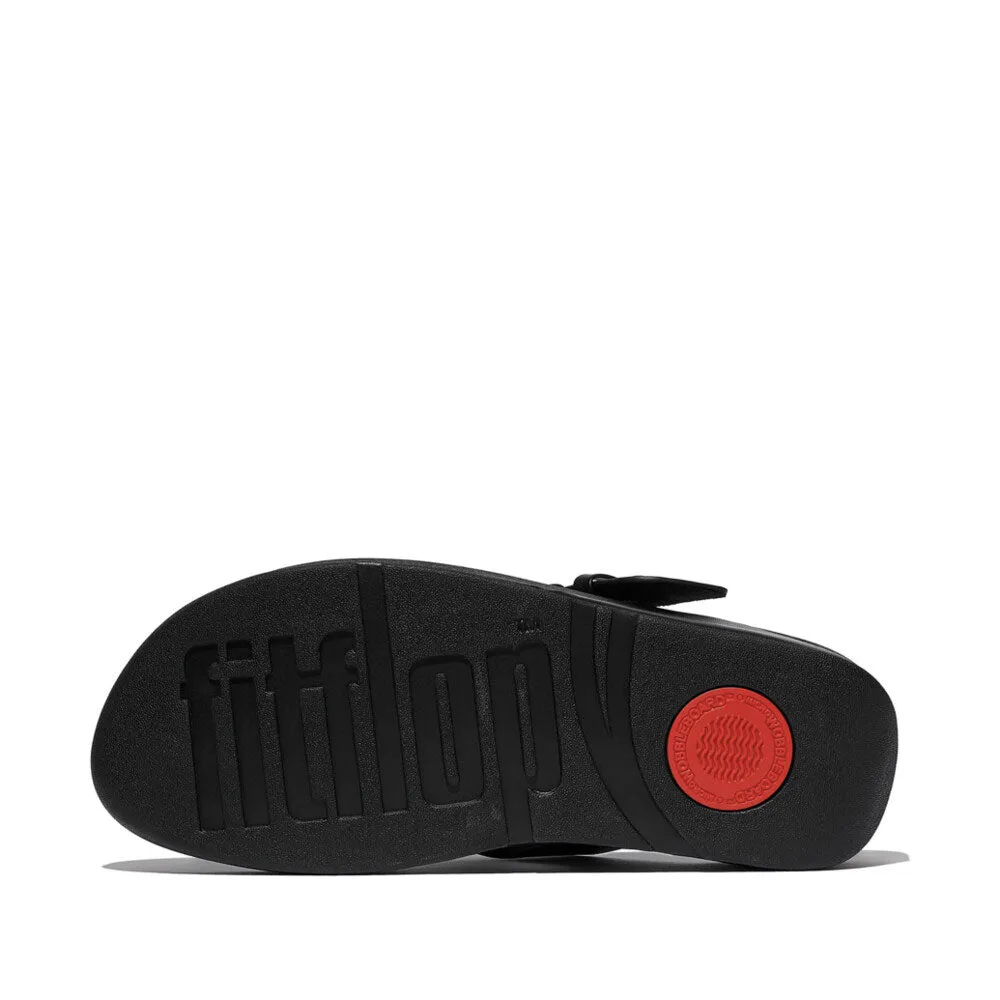 FitFlop Lulu Resin Buckle Leather Sandals - All Black