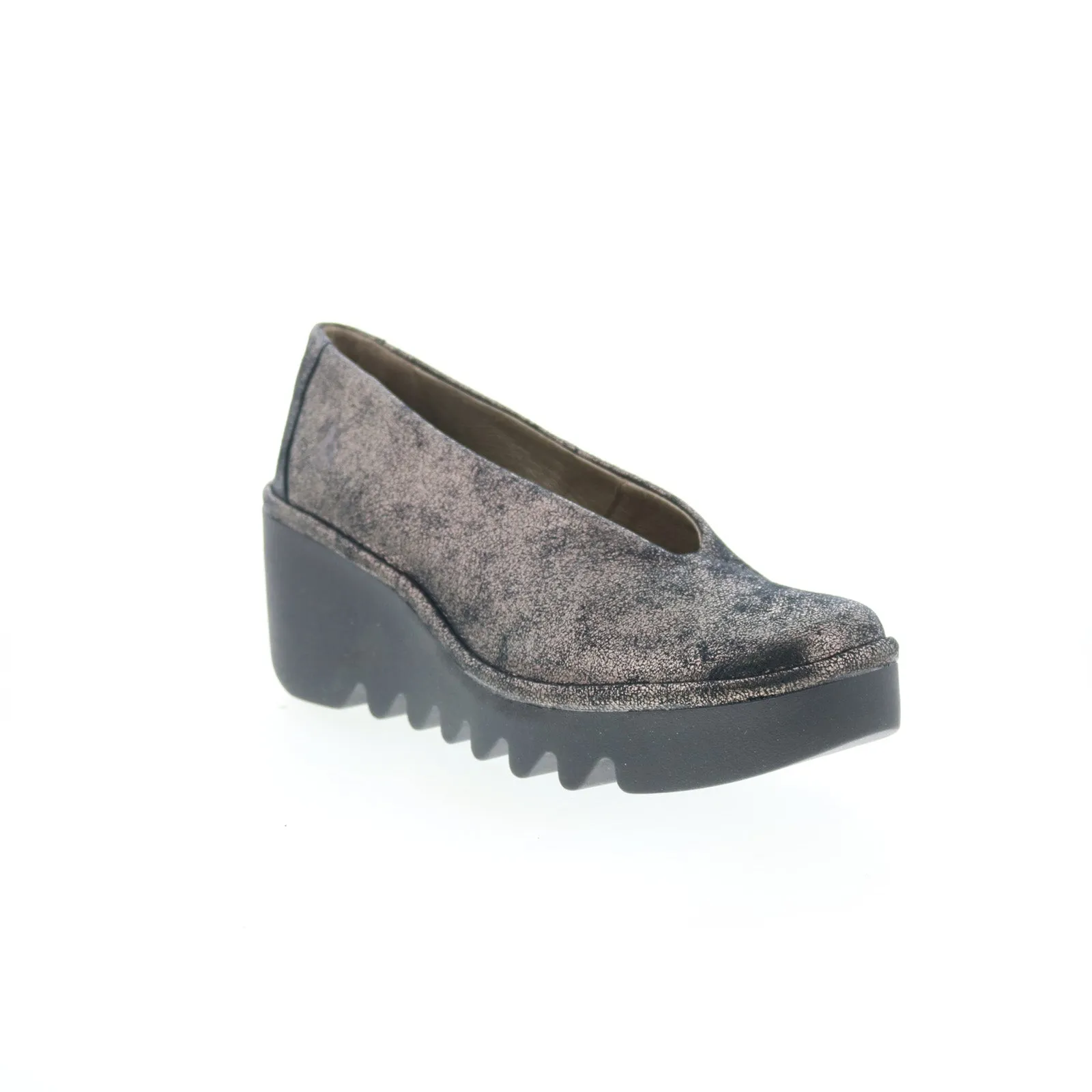 Fly London Beso Womens Gray Leather Loafers & Slip Ons Casual Shoes