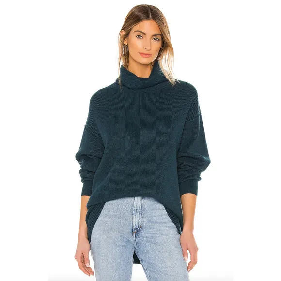 Free People Softly Structured Knit Tunic Blue Jade Size XS