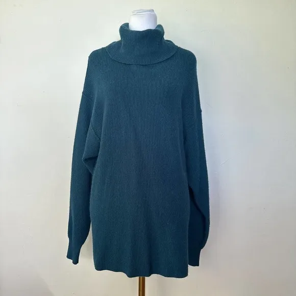 Free People Softly Structured Knit Tunic Blue Jade Size XS