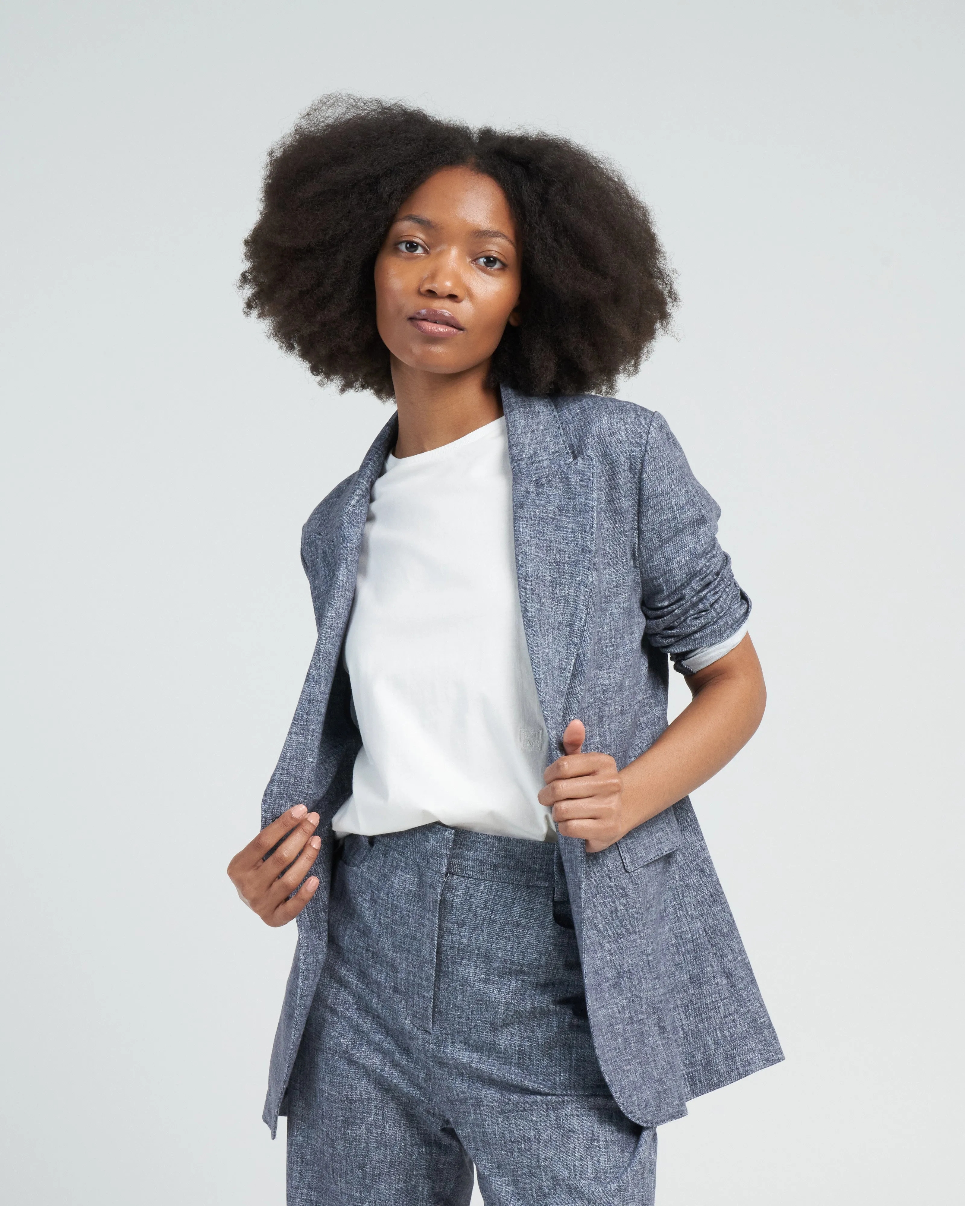 giacca canvas long jacket - blue