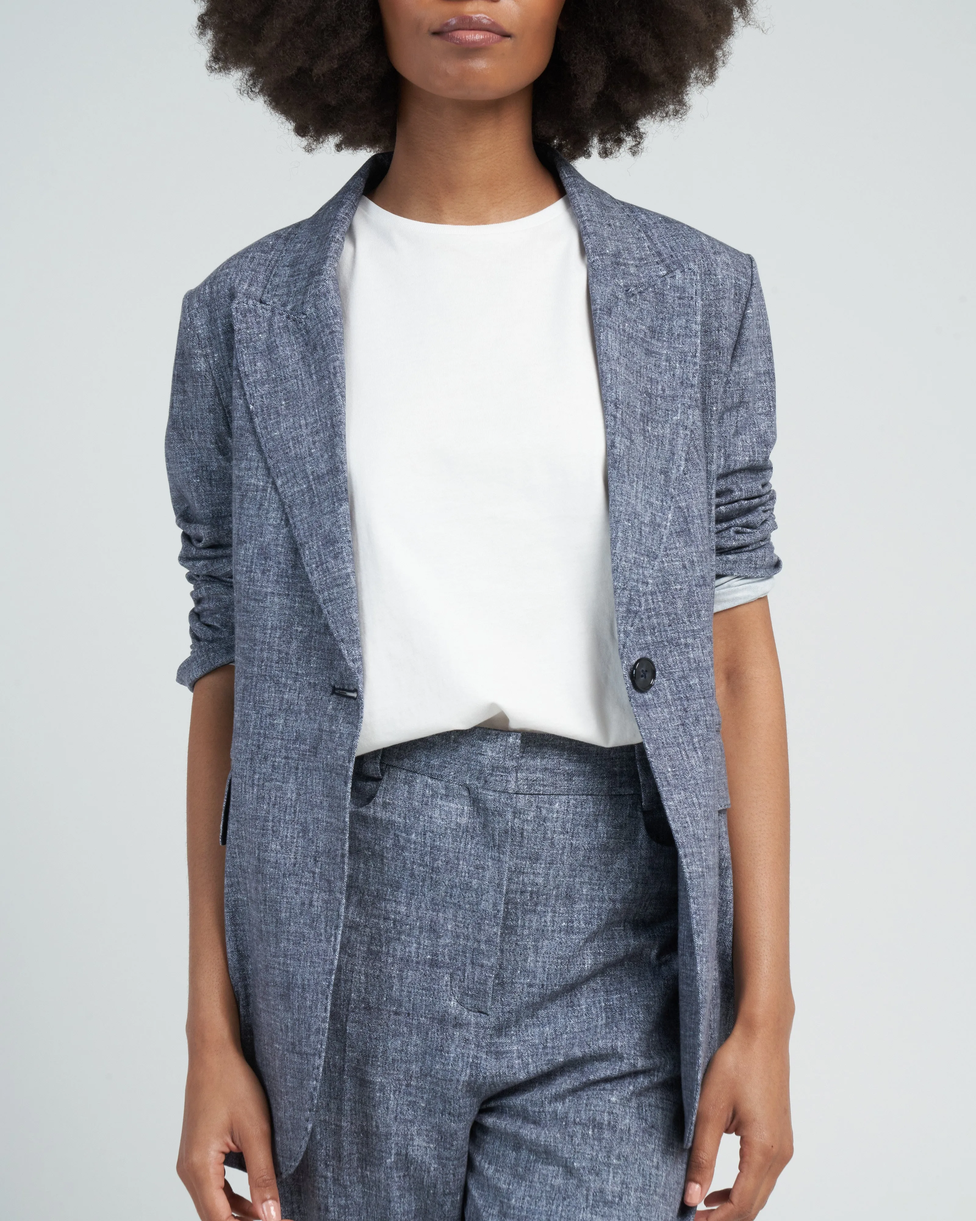 giacca canvas long jacket - blue