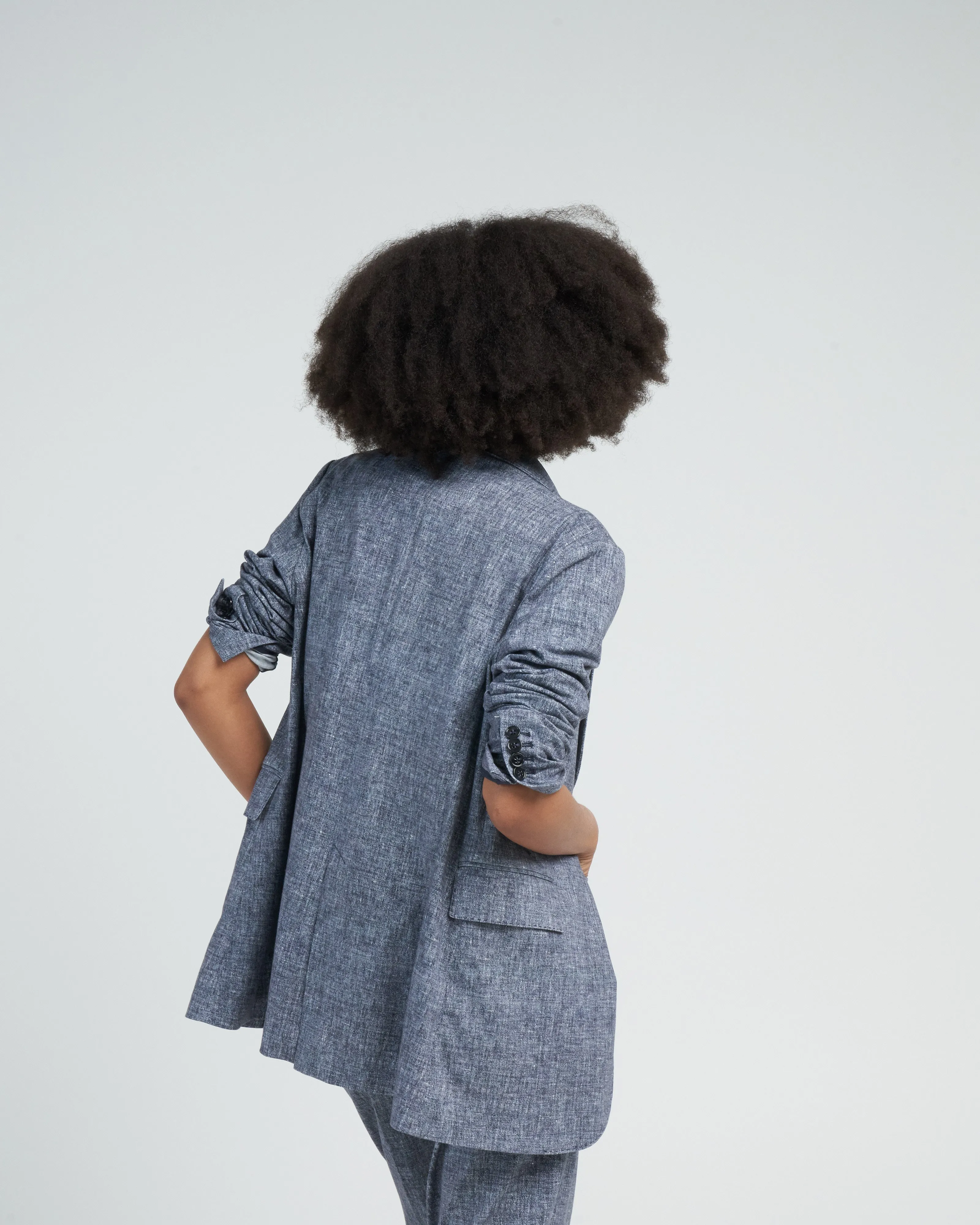 giacca canvas long jacket - blue