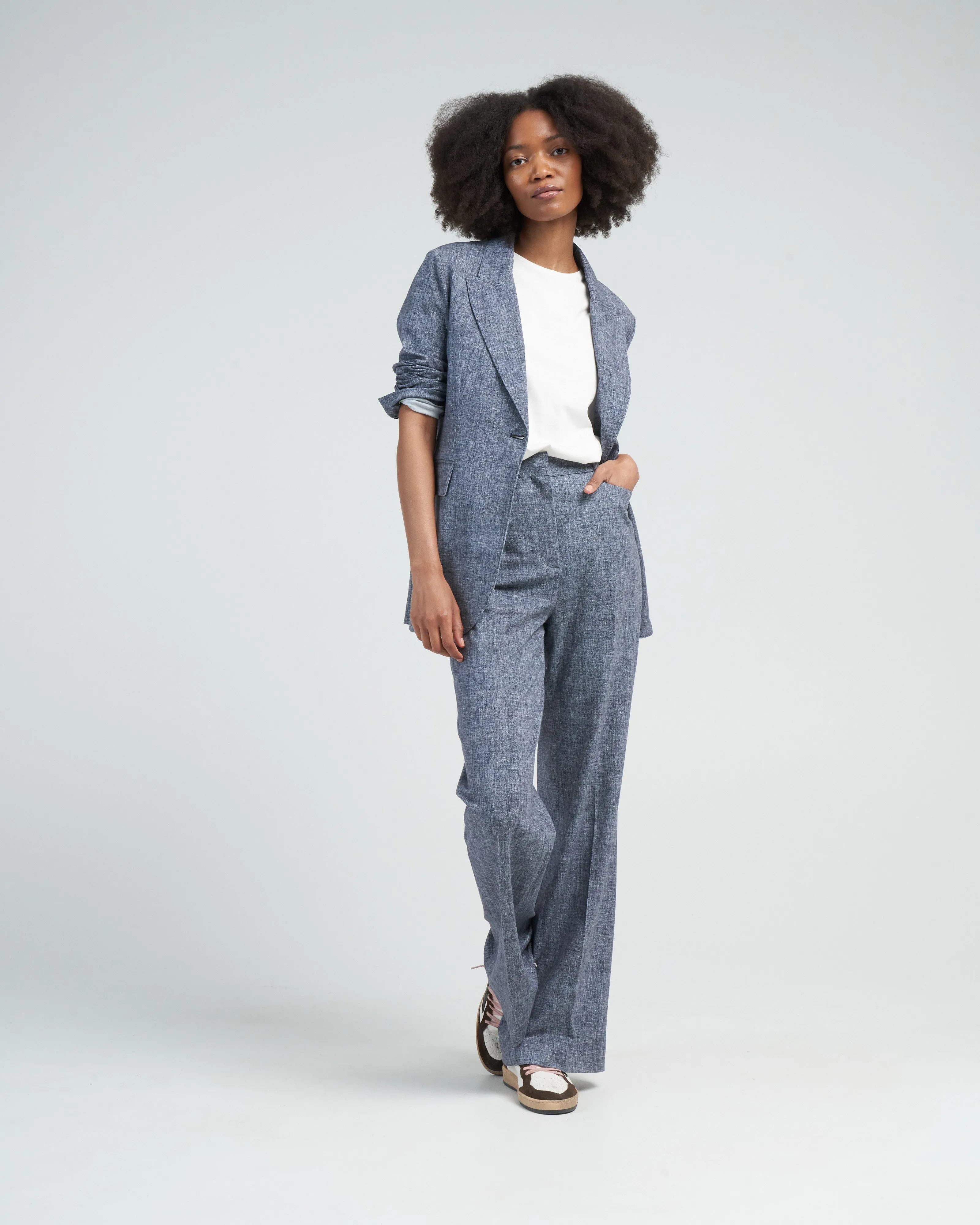 giacca canvas long jacket - blue