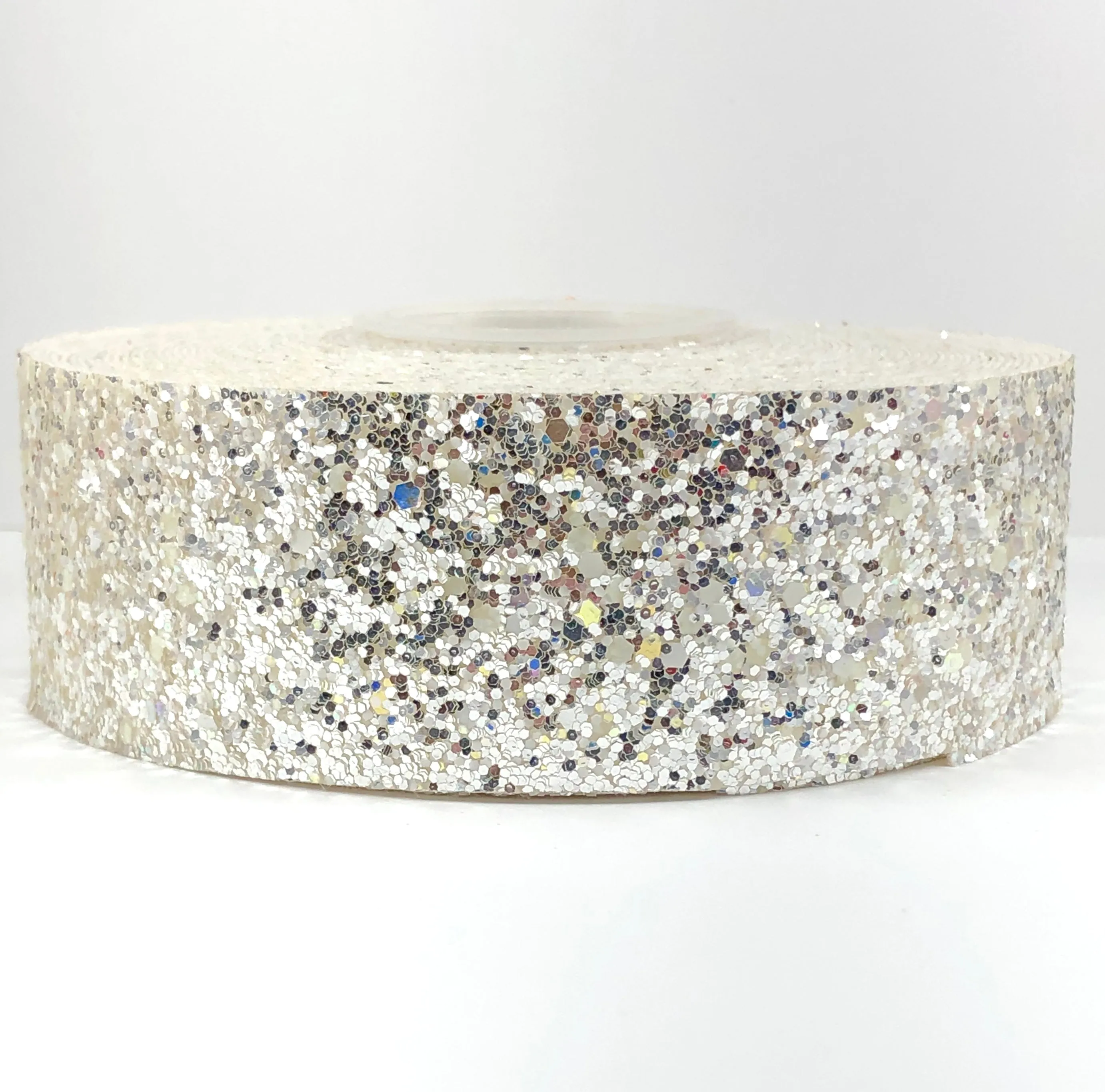 Glow in the Dark Silver Chunky 1.5" Glitter Ribbon