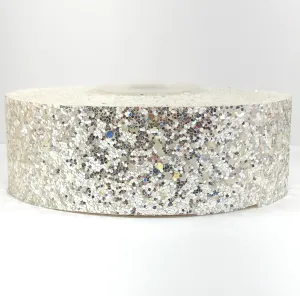 Glow in the Dark Silver Chunky 1.5" Glitter Ribbon