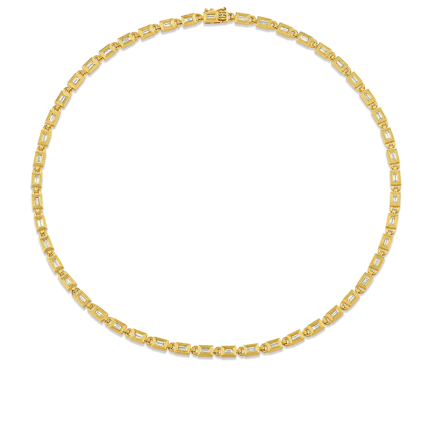 Gold & Diamond Fluted Baguette Eternity Necklace