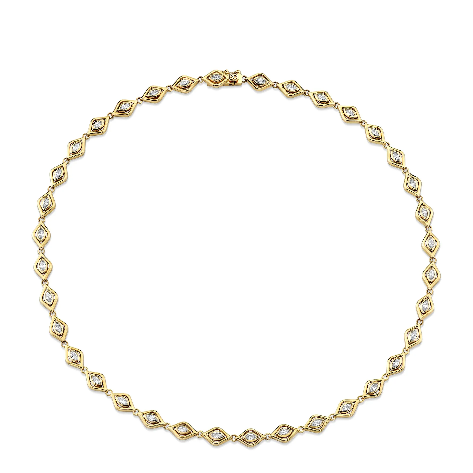 Gold & Diamond Marquise Eye Eternity Necklace