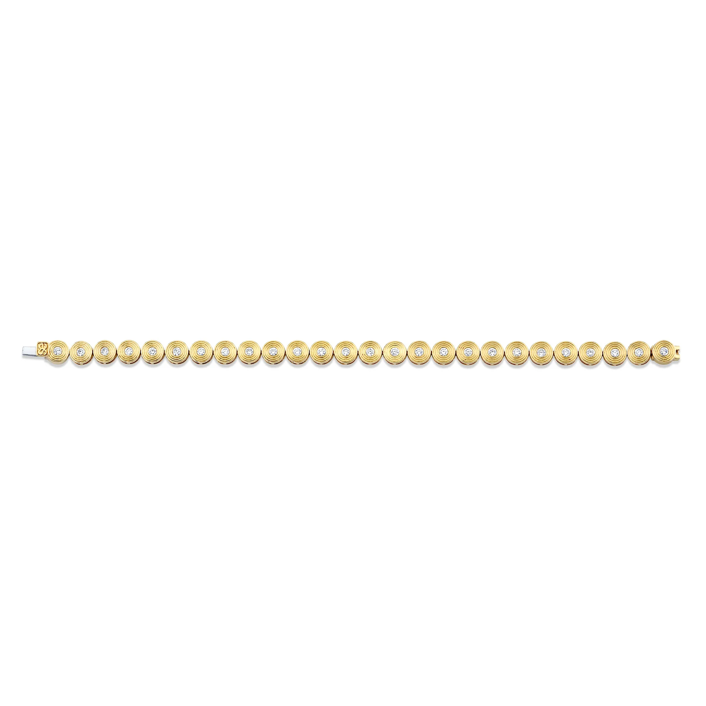 Gold & Diamond Small  Fluted Tennis Bracelet