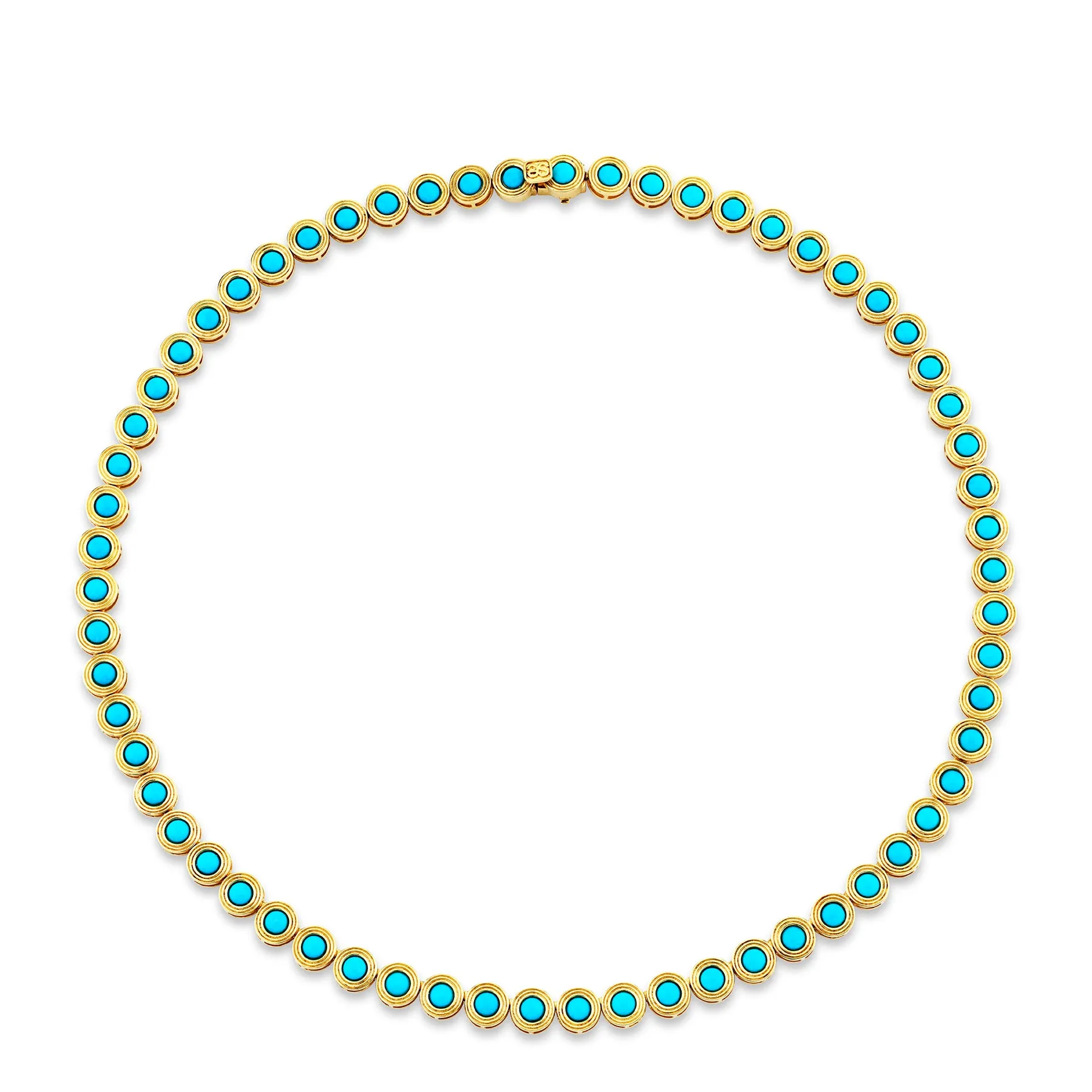 Gold & Turquoise Large Fluted Eternity Necklace