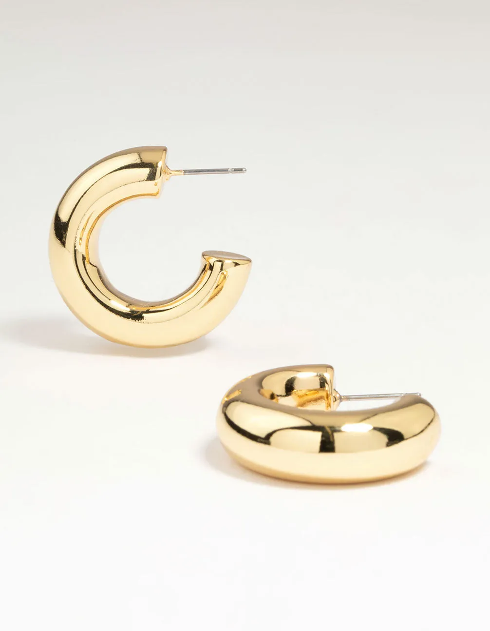 Gold Plated Brass Large Chunky Hoop Earrings