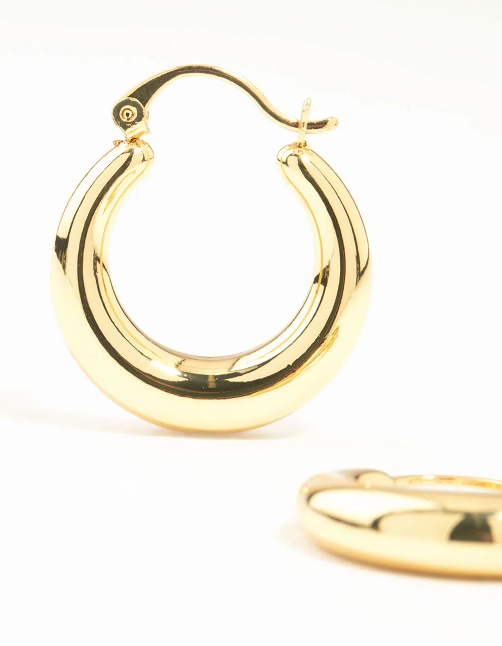 Gold Plated Large Smooth Chunky Hoop Earrings