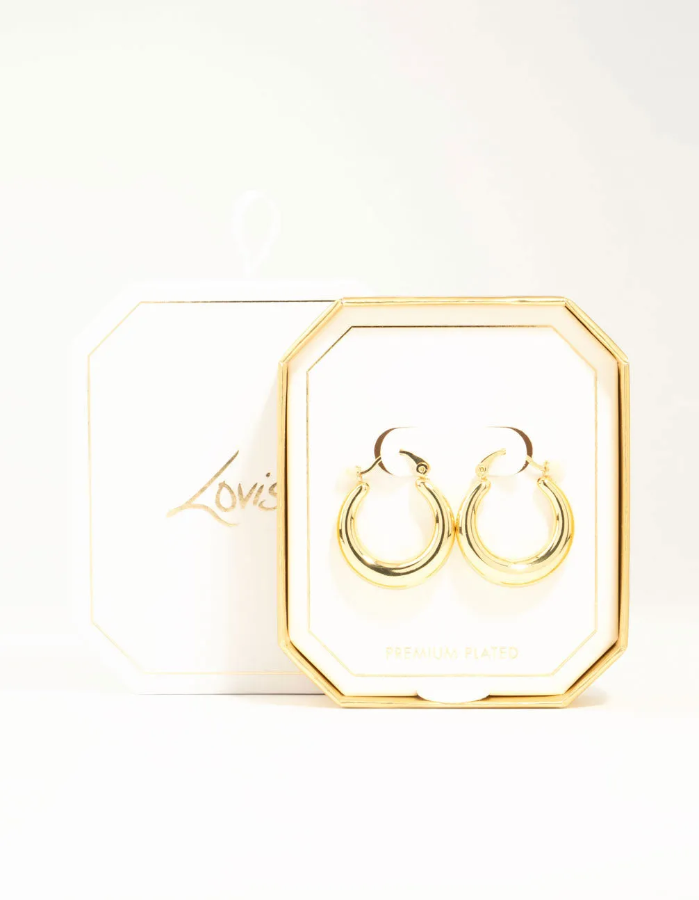 Gold Plated Large Smooth Chunky Hoop Earrings