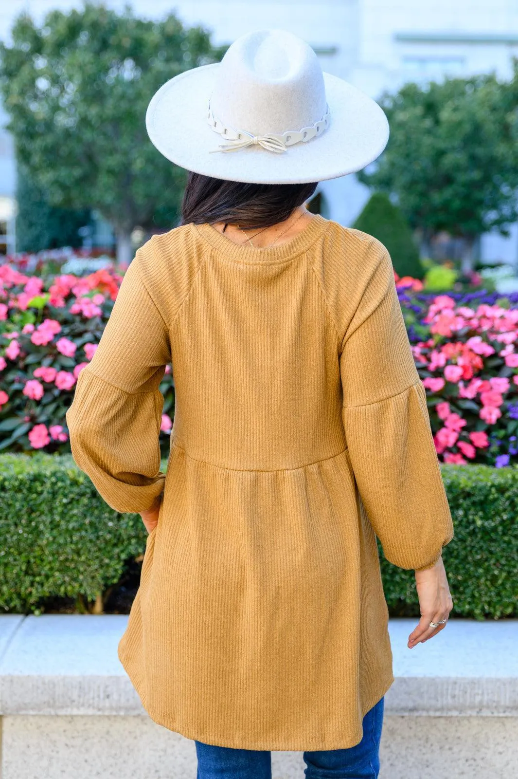 Hazel Blues® | Melrose Ribbed Knit Raglan Tunic In Mustard