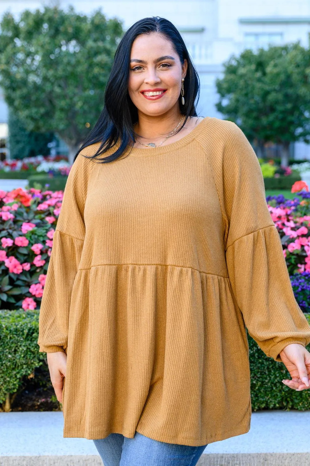Hazel Blues® | Melrose Ribbed Knit Raglan Tunic In Mustard