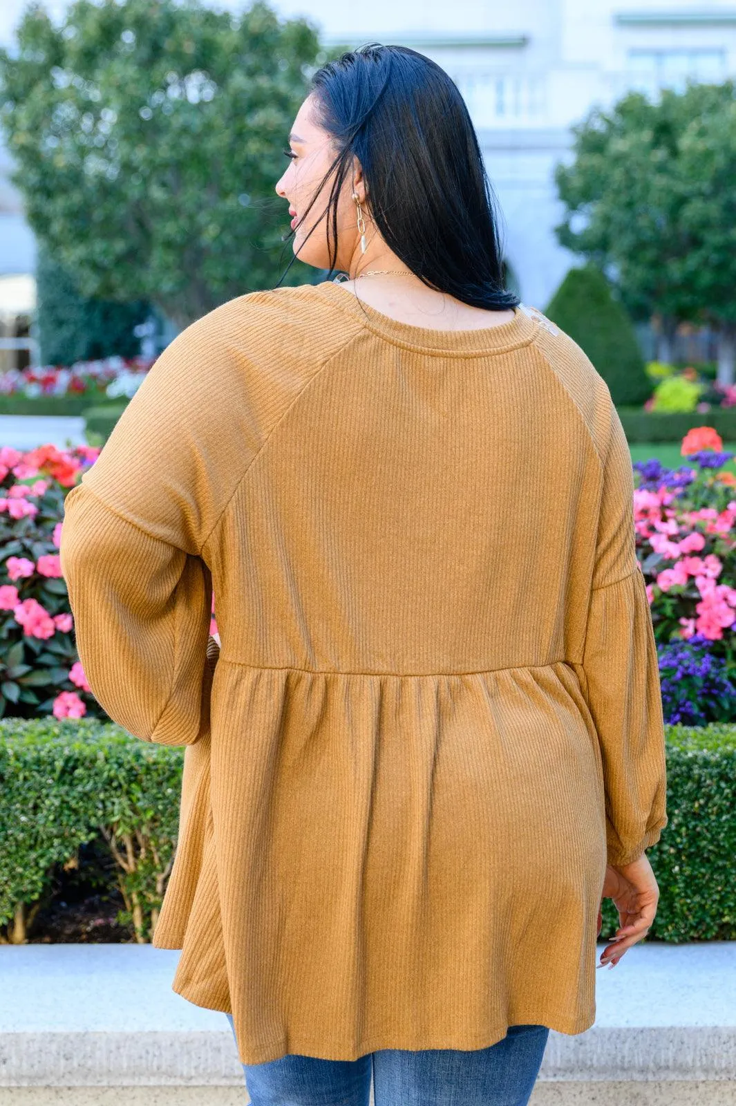 Hazel Blues® | Melrose Ribbed Knit Raglan Tunic In Mustard