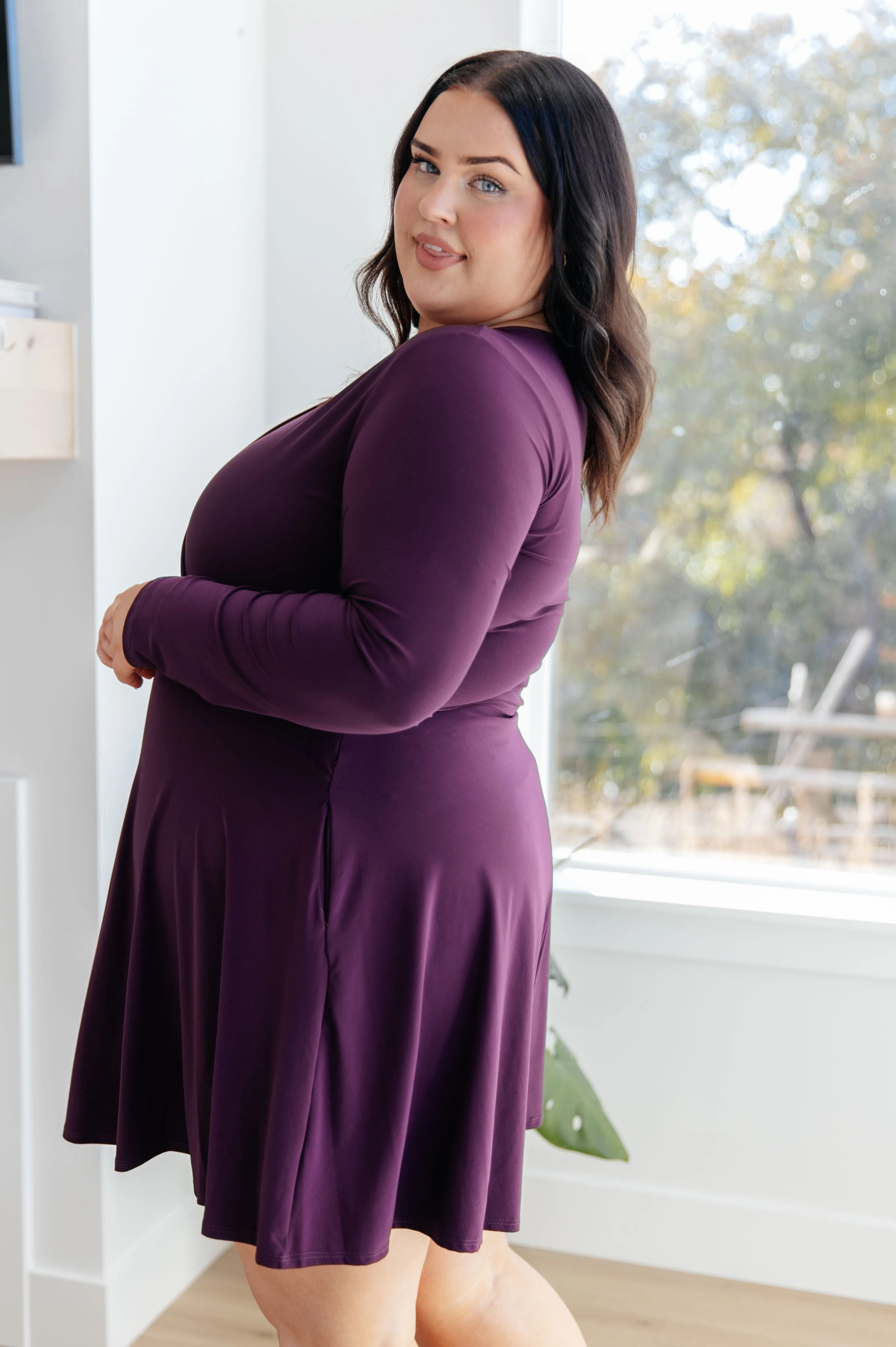 Hazel Blues® |  Solution to Everything Long Sleeve Skort Dress
