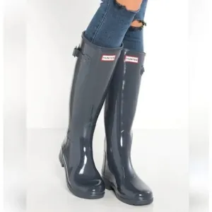 Hunter Original Gloss Tall Waterproof Gray Rain Boot size 5