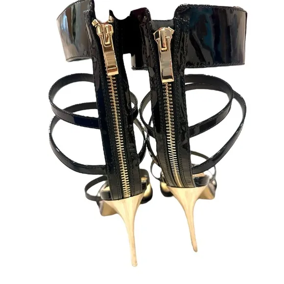 Jessica Rich Women's Black Goddess Back-Zipper Stiletto Sandals SZ US 6 1/2-7.