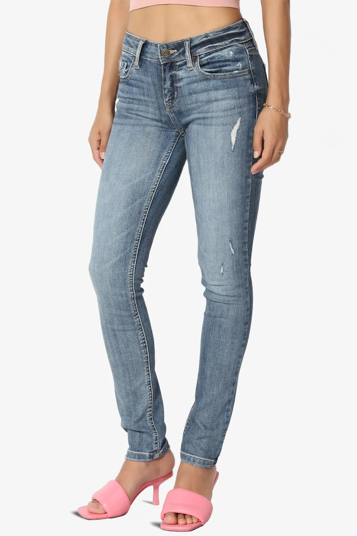 Jude Mid Rise Ankle Skinny Jeans in Drama Dark