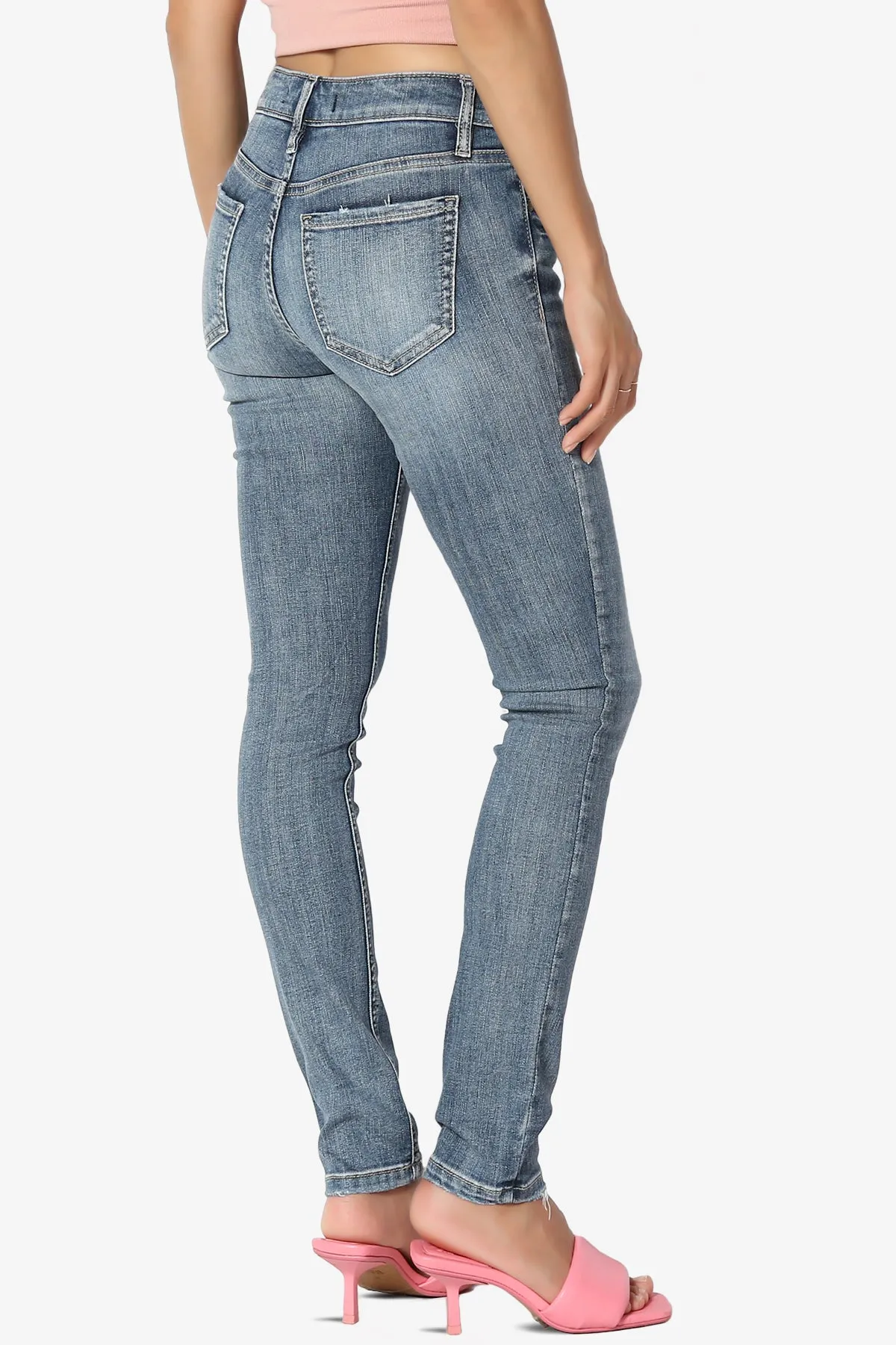 Jude Mid Rise Ankle Skinny Jeans in Drama Dark