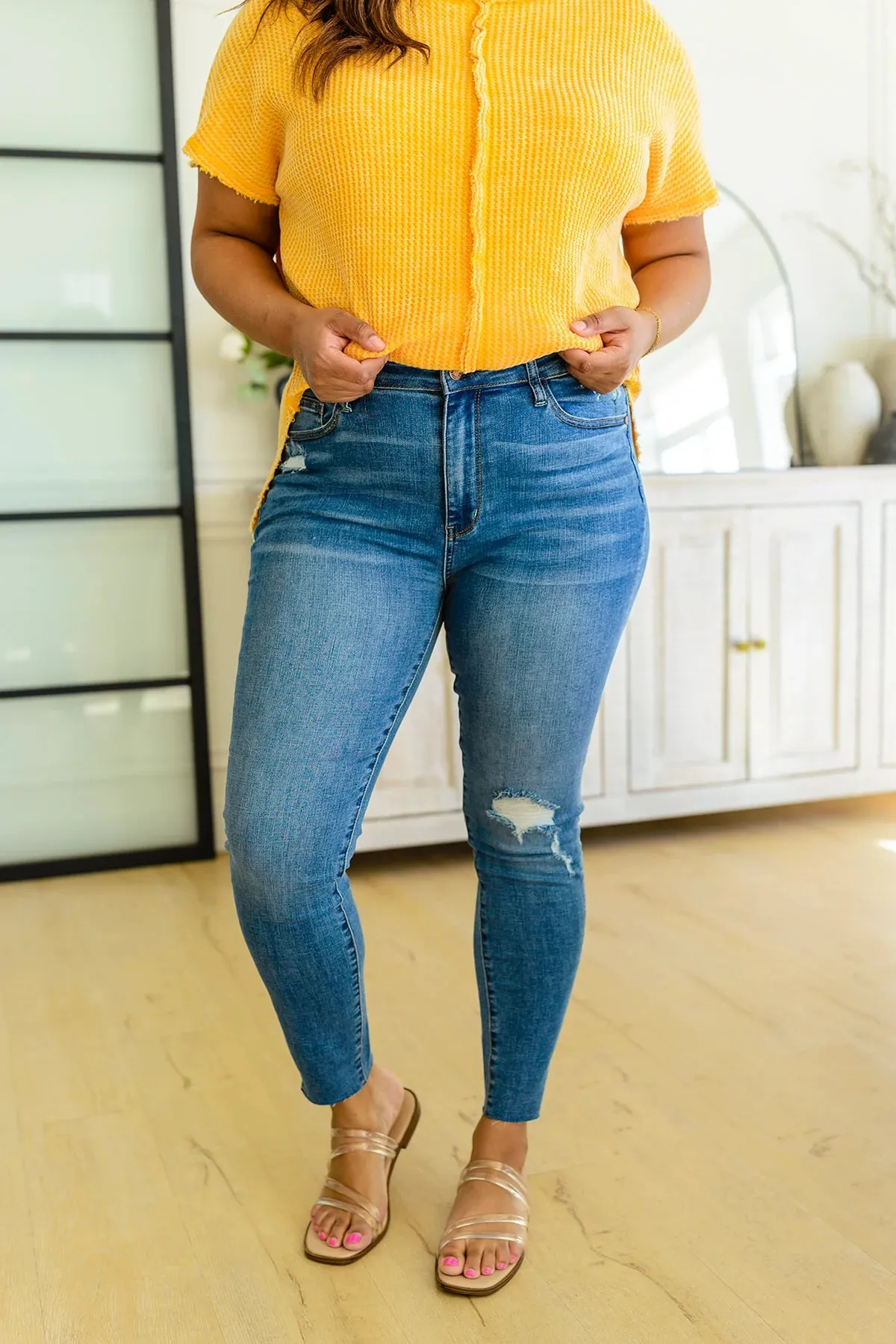 Judy Blue High-Waisted Skinny Jeans with Dandelion Embroidery